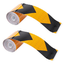 2Stck 2 Zoll X10 Fuß 3 Meter Nacht Reflektierende Sicherheits Warn Band Streifen Aufkleber Schwarz Gelb