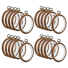 20Pcs Embroidery Hoops Imitated Wood Embroidery Circle Round Display Frame Circle for Art Sewing and Hanging