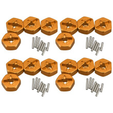 16x Aluminum Alloy 12mm Combiner Wheel Hub Hex Adapter Upgrades for 144001 1/14 RC Car Spare Parts,Yellow