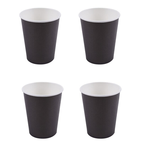 80 Paper Cups (9Oz) - Plain Solid Colours Birthday Party Tableware Catering(Black)