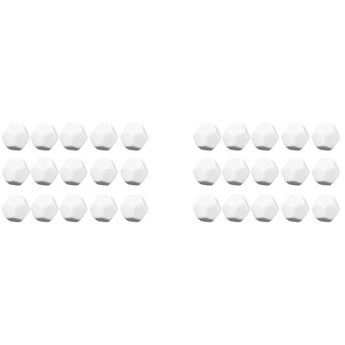 30 Pack 22MM Blank White Dice Set Acrylic Rounded D12 Dice Cubes for Game,Fun,DIY Sticker and Math Teaching