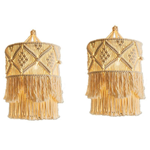 2X Handmade Wall  Lampshade Macrame Boho Decor Handcraft Tassel  Background Headboard Wall Hanging Decor