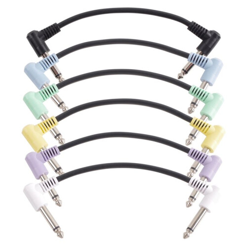 6 Packs 18cm Guitar Effect Pedal Round Patch Cables Instrument Guitar Pedal Cable Connectors Patch Cable Multicolor