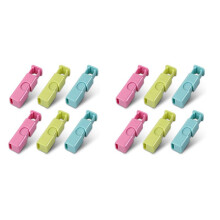 Squeeze Bread Bag Clips, Bag Cinches, Bagel Bag Clips, Slip Grip Easy Squeeze E Lock, Assorted Color, 12 Pack