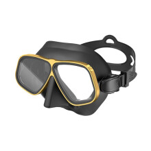 Silicone Scuba Mask, Ultra Low Volume Free Diving Goggles for Snorkeling Black Gold