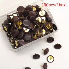 (Coffee) 13-Color Plastic Push Pins, 100Pcs, Flat Head