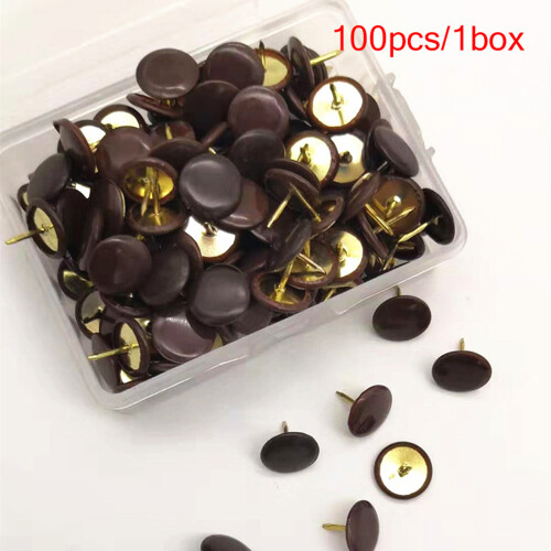 (Coffee) 13-Color Plastic Push Pins, 100Pcs, Flat Head