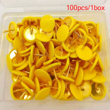 (Yellow) 13-Color Plastic Push Pins, 100Pcs, Flat Head