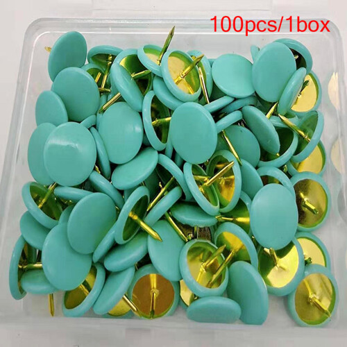 (Mint Green) 13-Color Plastic Push Pins, 100Pcs, Flat Head
