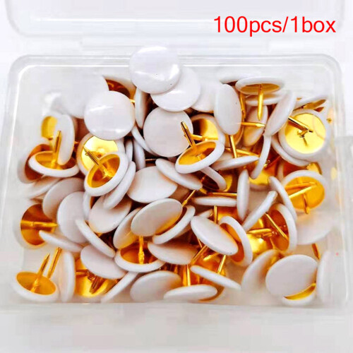 (White) 13-Color Plastic Push Pins, 100Pcs, Flat Head