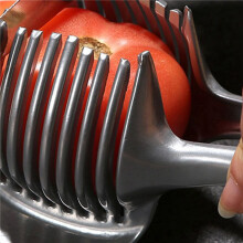 2X Tomaten-Citroensnijder Stand Rond Fruitsnijder met Handvat Keuken Snijden Aardappel Voedselrek