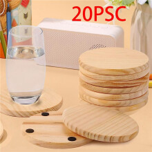 40Pcs Unfinished Wood Coasters, 4 Inch Round Blank Wooden Coasters for Crafts with Non-Slip Silicon Dots