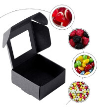 100 Pieces   Paper Box with Window Present Packaging Box Treat Box for Homemade Soap Treat Bakery Candy (Black)