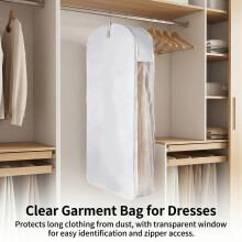 (XL White) Antibacterial Hanging Jacket Dust Cover (50 Char)