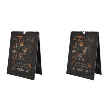 2X Calendario Lunare Foresta Oscura 2025 Ciondolo da Parete Illustrato per Ufficio Casa Decorazione Regalo Calendario ArtMoon