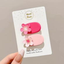 (2) Kawaii Pink Tulip Hair Clips for Women