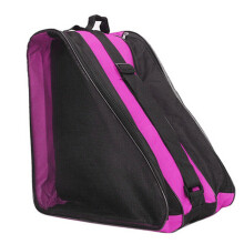 (Pink) Triangle Roller Skating Bag with Adjustable Shoulder Strap & Metal Hooks for Ice Skates Roller Skates
