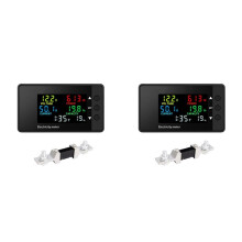 2X 6-in-1 Voltmeter Ammeter 7.5-100V Wattmeter LED Digital Electric Meter Multifunctional 0-200A
