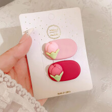 (1) Kawaii Pink Tulip Hair Clips for Women