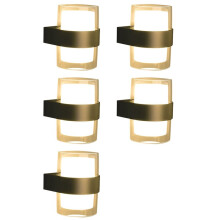 5X Moderne LED-Wandleuchte, 10 W, Wandleuchte für Drinnen und Draußen, Veranda, Schlafzimmer, Sofa, Hintergrund, AC 110-240 V, Rund, Warmes Licht,