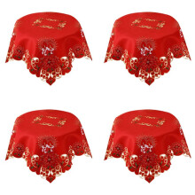 4X Christmas Embroidered Table Cloth,Hollow-Out Round TableCloth,for Restaurant Dinning,33 Inch