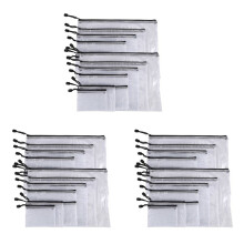 54Pcs Mesh Zipper Pouch Document Bag, 8 Assorted Size, Waterproof Plastic Zip File Folders, Multipurpose for Office,Home