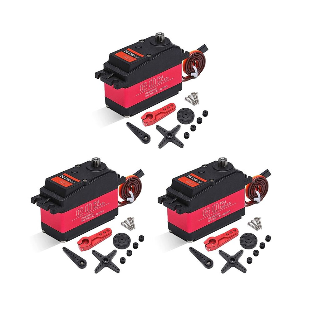 3X High Torque Waterproof 60Kg 180 Ds5160 Metal Gear Digital Servo For Rc Robot Car 1/6 Axial Scx6 1/5 Redcat Hpi Baja 4714154719102