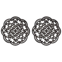 2X Dessous de Plat Rond en Fonte Dessous de Plat à Isolation Thermique en Fer Maniques AntidéRapantes Motif Vintage pour Décor de Table à Manger