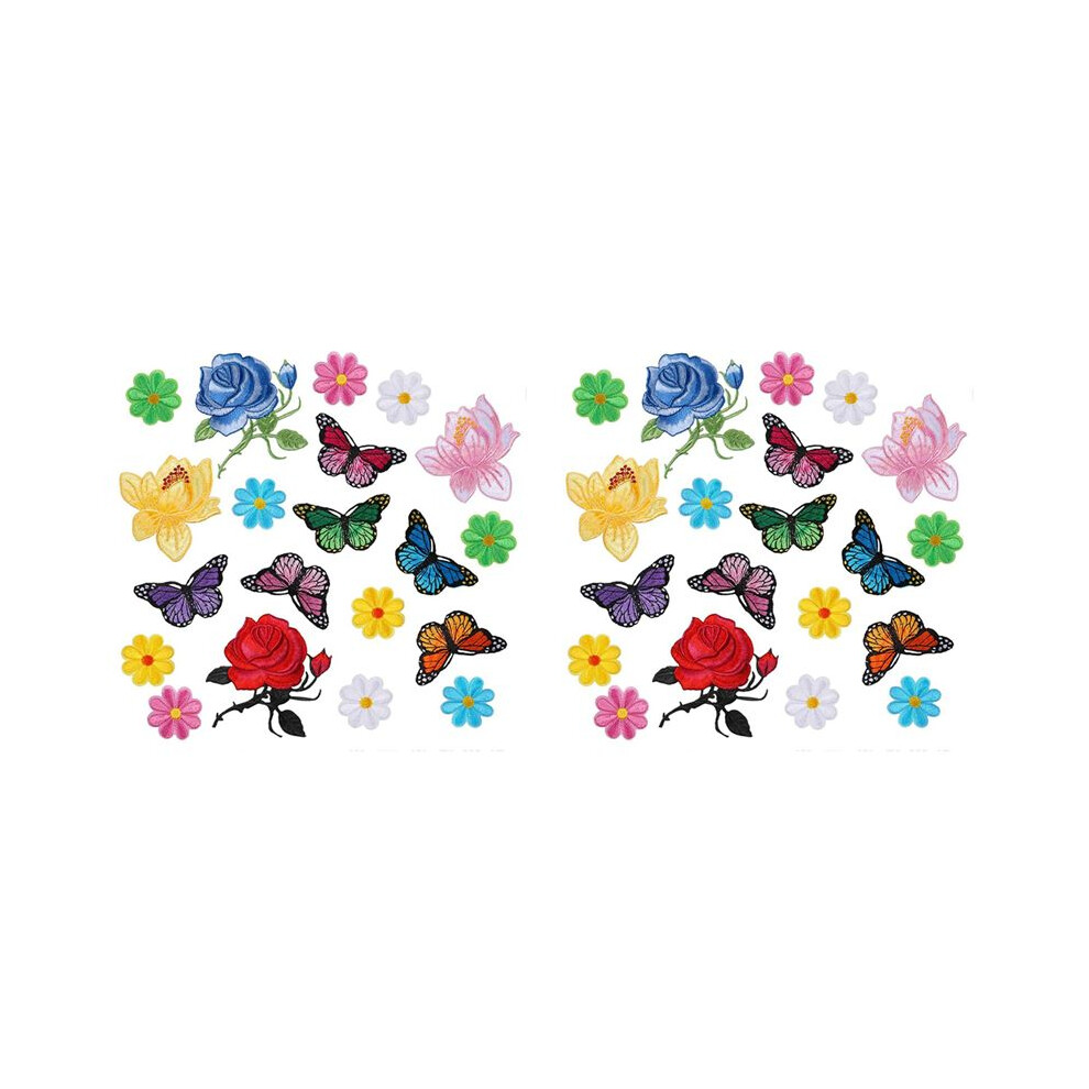 40 Pcs Flowers Butterfly Iron Patches Sew Embroidery Applique Patches For Arts Crafts Diy Decor,Jeans,Jackets,Bags 6032434115436