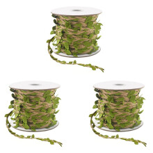 3X Natural Jute Twine 5MM Hessian Twine with Artificial Leaves Jute Twine for DIY Gift Wrapping Wedding Garden (32.8FT)