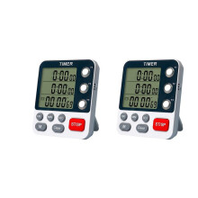 2X Digitale Dubbele Keukentimer, 3 Kanalen Met Op- en Afteltimer, Kooktimer, Groot Display, Luid Volumealarm en Knipperend