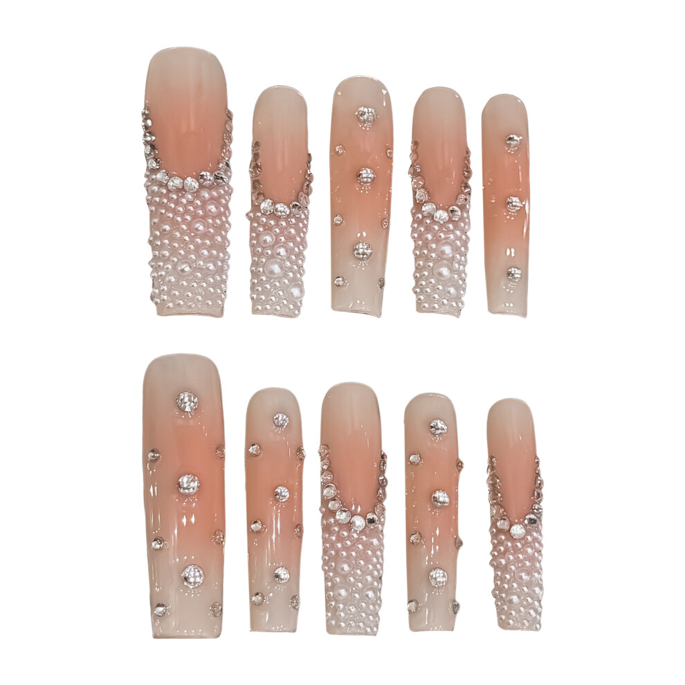 Dachuang Beauty (M) Flash Rhinestone Fake Nails, Long Lasting & Waterproof