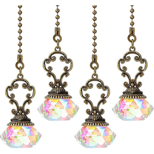 8 Pieces Artificial Crystal Ceiling Fan Pull Chains Pull Chain Extension with Connector for Light Ceiling Fan Desk Lamp 2