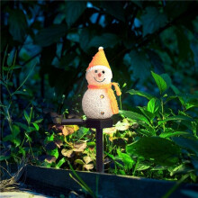 2X Snowman Solar Lights Christmas Solar Powered LED Snowman Light Decor Outdoor Garden Stake Lamps Xmas Yellow