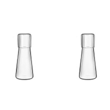 2X Klares Nachtwasserkaraffe Set mit Becherglas für Schlafzimmer Nachttisch, Nachtwasserkaraffe mit Glas, mit Becher Set