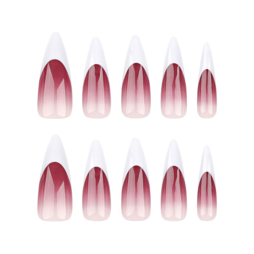 Fake Nails Red Natural Unbreakable Long Pointed Head 2