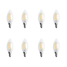 8X Dimmable E12 4W COB Edison Candle Flame Filament LED Light Bulb Lamp 10 x 3.5cm