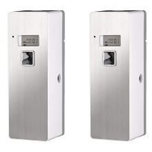 2X Freistehender Wandgeruch Neutralisierender Automatischer Lufterfrischer Duft Aerosol Spray Dispenser Silber