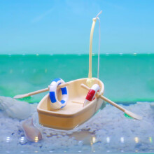 (Boat suit) Mini Kitten Boat Ornament for Aquarium & Fish Tank