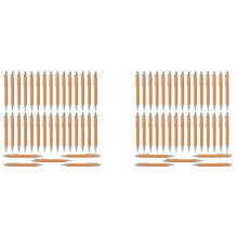 70 Peças de Material Escolar e de Escritório Caneta Sustentável Caneta Esferográfica de Bambu Retrátil Ferramenta de Escrita (Tinta Preta)