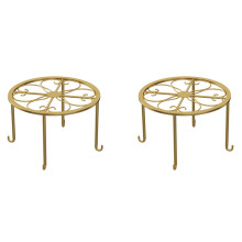 2X Boden Eisen Topf Pflanzenständer Blumen Regal Halter Gartenregale Gartenpflanze Balkon Rundes Gestell Haus Dekoration