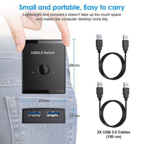 2X Chave USB KVM HUB USB 3.0  Seletor Chave KVM para PC Teclado Mouse Impressora 1