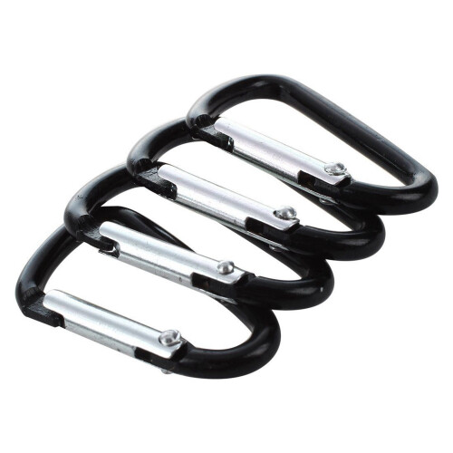 20 Pcs Noir D Forme Alliage D'Aluminium Clip A Fixer Porte-Cles Crochet Moraillon 1