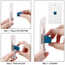 40X Cat6 Ethernet Wall Plate Outlet 1 Port RJ45 Network Female to Female Wall Coupler Jack Plate White &