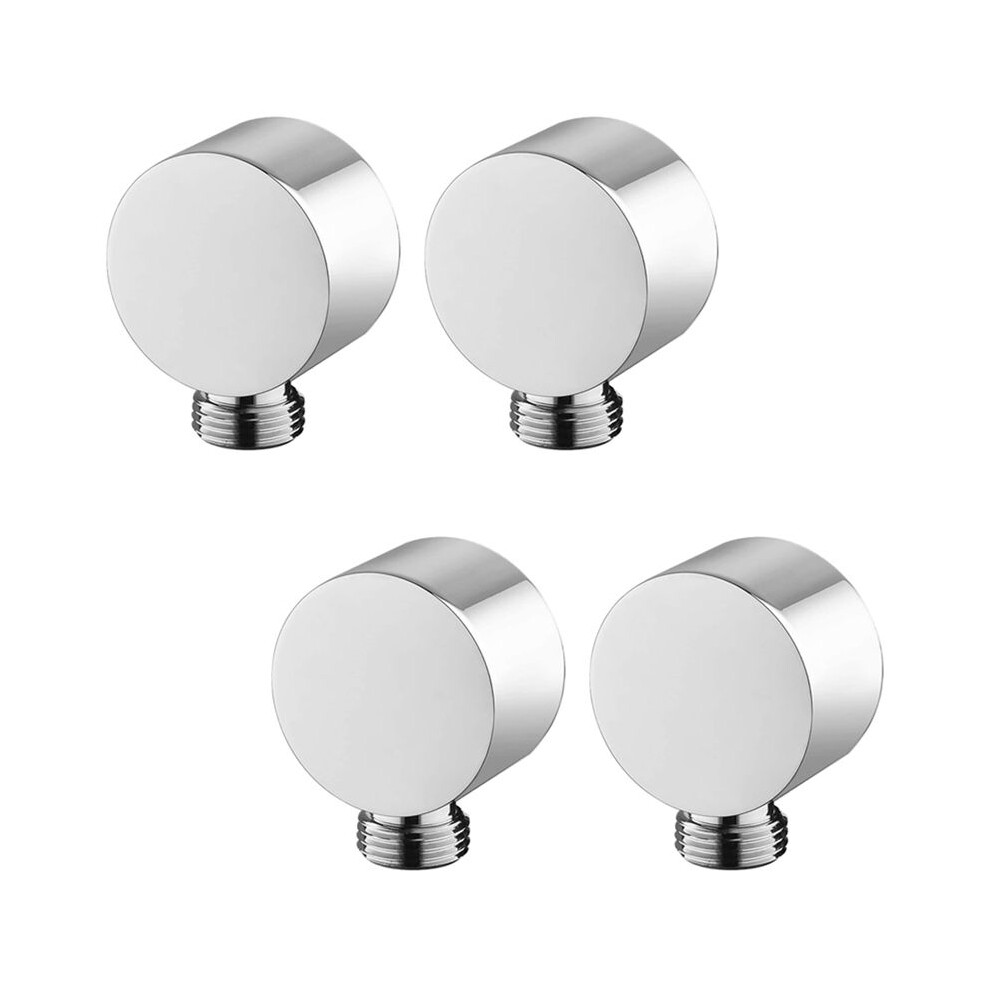 4X Wall Supply Elbow,Brass Round Wall Mount Shower Hose Connector Accessories G1/2Inch Water Outlet For Shower-Silver 4713935036421
