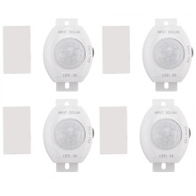 4X PIR Infrared Motion Sensor Detector DC5-24V Auto /Off Timer LED Light Body PIR Motion Sensor Lamp(White)