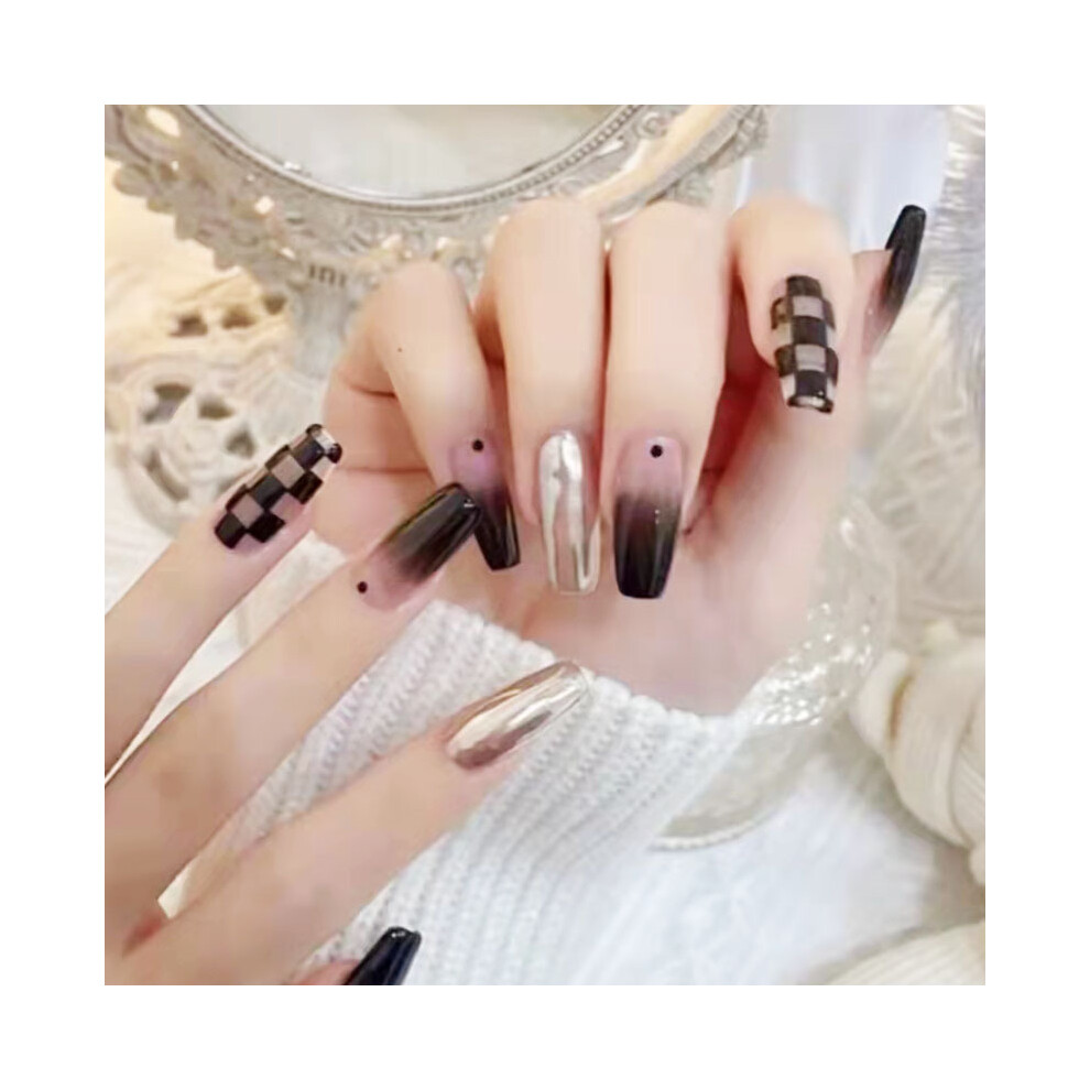 Dachuang Beauty Black 24Pcs Gradient French Press On Nails