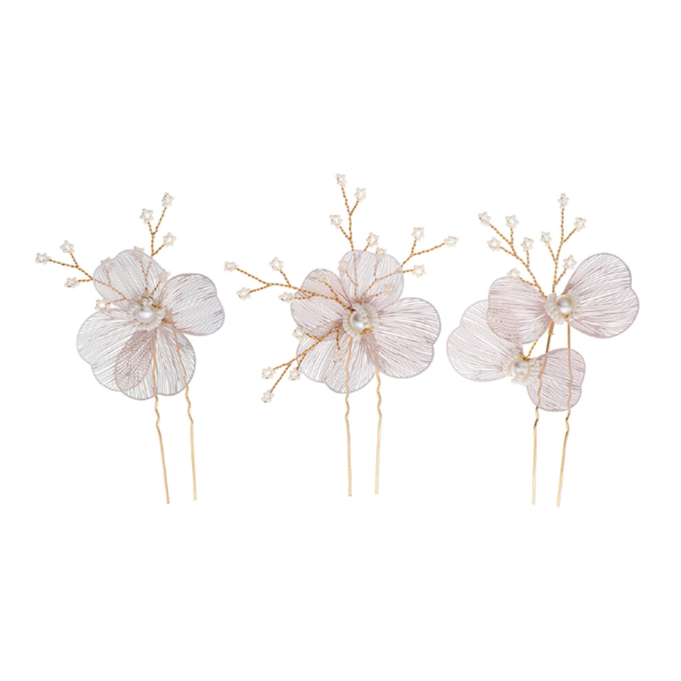 Dachuang Beauty 3Pcs Floral Pearl Hairpins - Elegant Gift For Women
