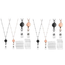 4 Pcs Retractable Badge Reel Lanyard with ID Holder Necklace Lanyard Badge Clip Chain Waterproof Holder - B