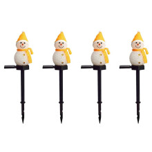 4X Snowman Solar Lights Christmas Solar Powered LED Snowman Light Decor Outdoor Garden Stake Lamps Xmas Yellow